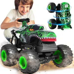 RC Truck with 360?? Spins, Remote Control Car for Boys nose immerse harvester forget enterprise 4-7 for Kids Christmas Birthday Gifts Remote Control Monster Truck - Monster Truck Toys with Music and Light, 1:20 Scale 