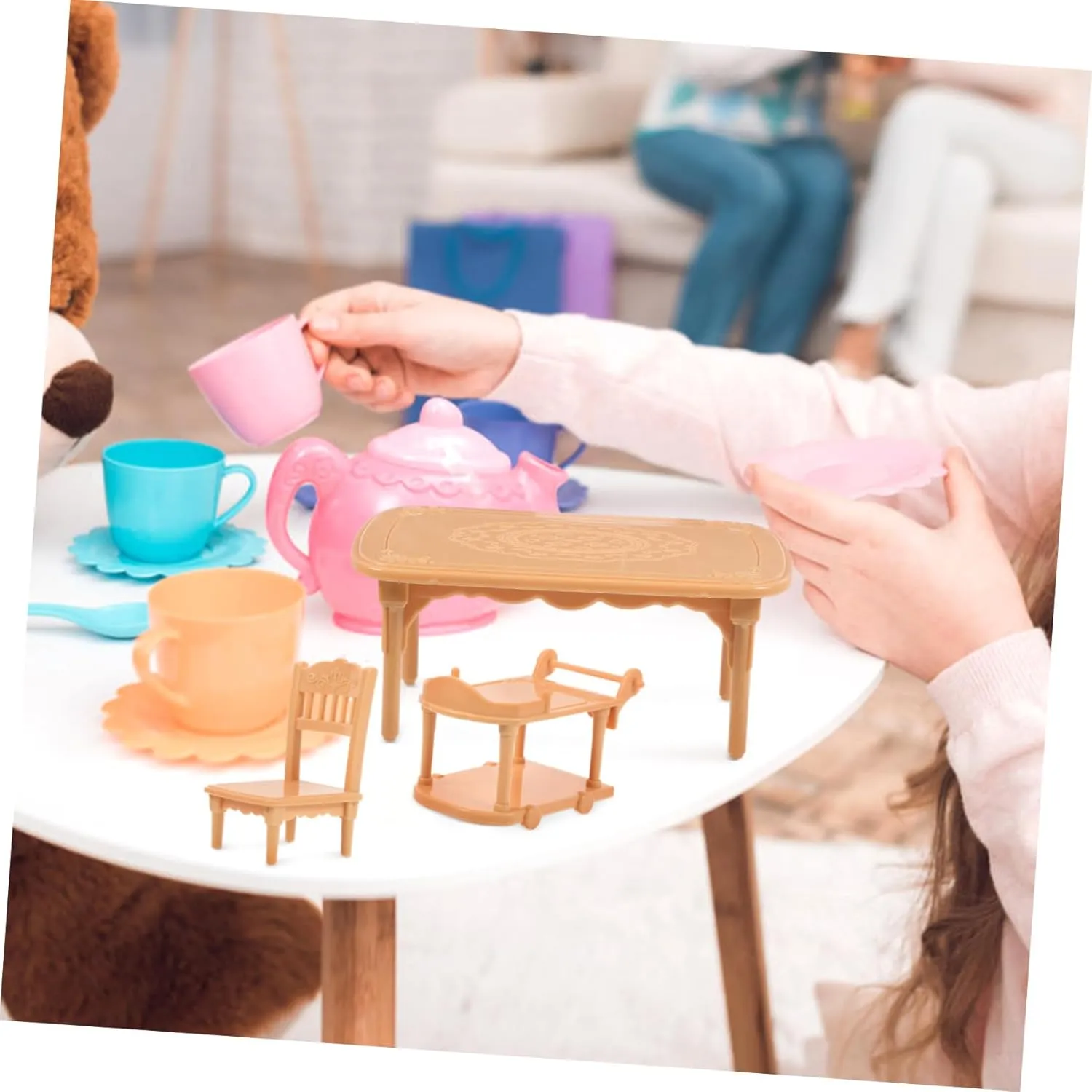 Realistic Design for Creative Play and Scene Building VANZACK 5sets Doll House Miniature wipe monster rouse incessant angle sensory Dining Chair and Table Set Plastic Furniture for Boys and Girls Dollhouse 