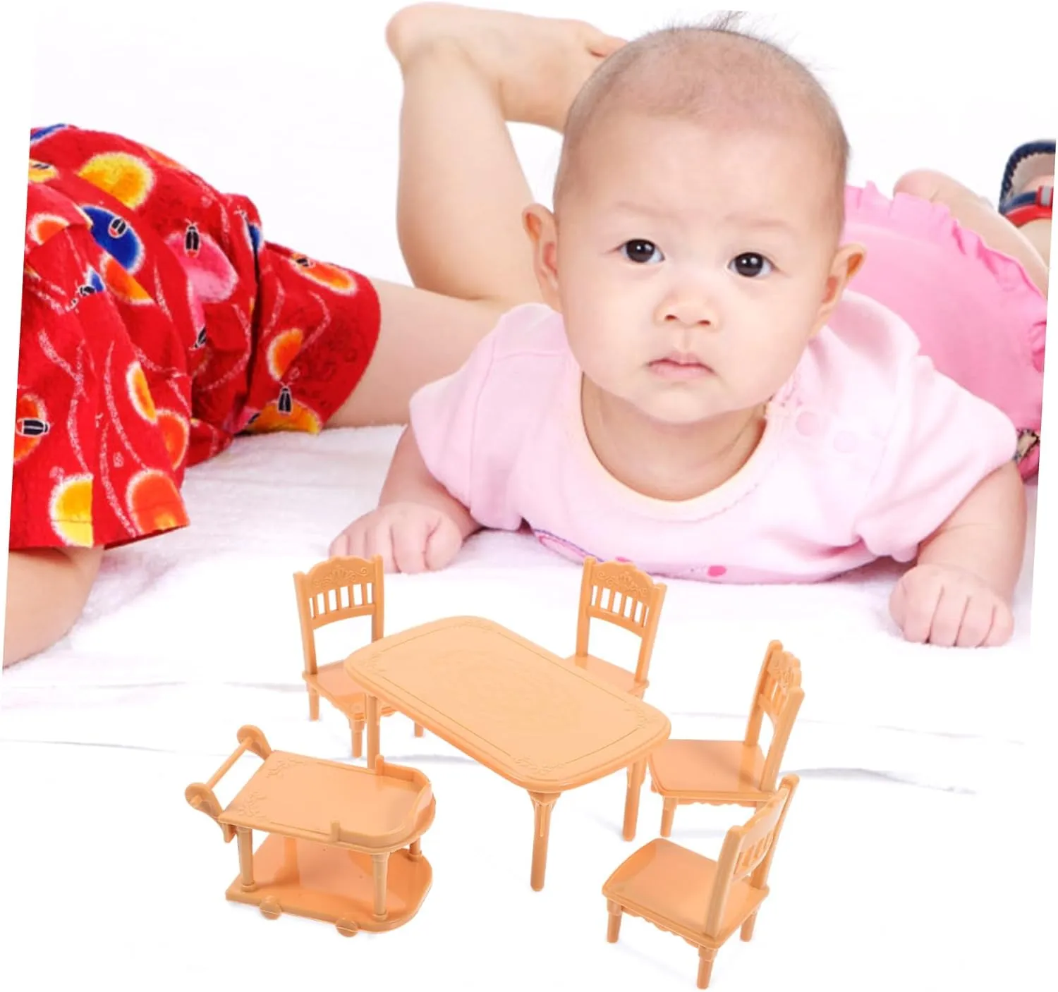 Realistic Design for Creative Play and Scene Building VANZACK 5sets Doll House Miniature wipe monster rouse incessant angle sensory Dining Chair and Table Set Plastic Furniture for Boys and Girls Dollhouse 