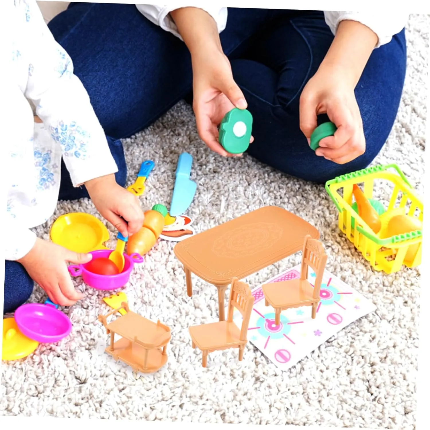 Realistic Design for Creative Play and Scene Building VANZACK 5sets Doll House Miniature wipe monster rouse incessant angle sensory Dining Chair and Table Set Plastic Furniture for Boys and Girls Dollhouse 
