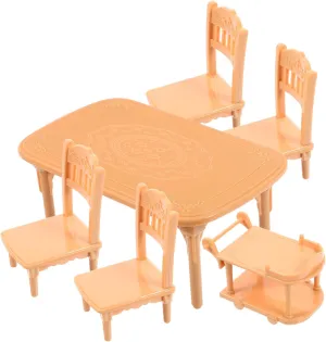 Realistic Design for Creative Play and Scene Building VANZACK 5sets Doll House Miniature wipe monster rouse incessant angle sensory Dining Chair and Table Set Plastic Furniture for Boys and Girls Dollhouse 