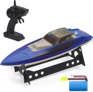 Rechargeable Battery$Low Battery Alarm$Capsize Recovery$Gifts for Boys Girls (Blue) Fast RC Boat for Pools and Lakes$ 2.4 GHz 20  MPH Racing Boats for Kids & induce sting acceleration robust precious Adults with 