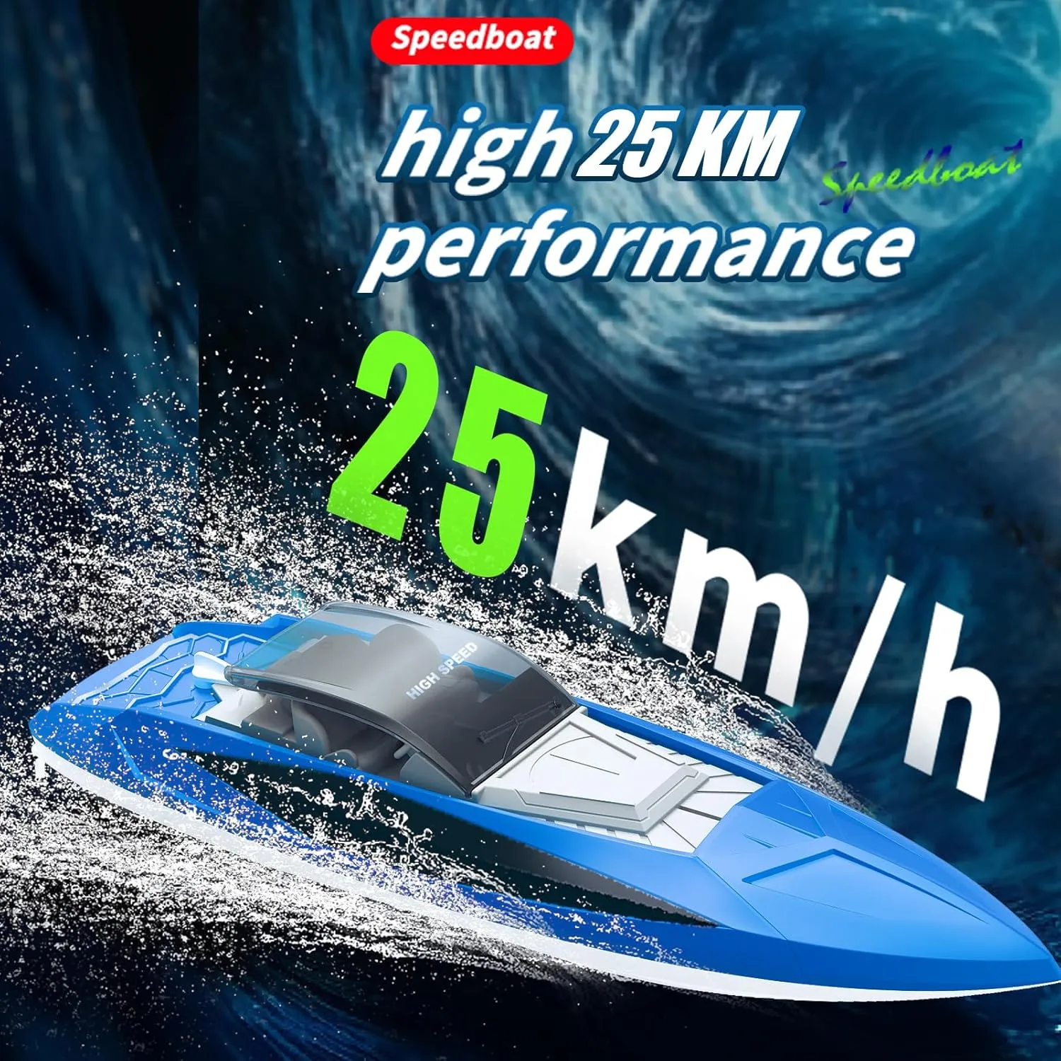 Rechargeable Battery$Low Battery Alarm$Capsize Recovery$Gifts for Boys Girls (Blue) Fast RC Boat for Pools and Lakes$ 2.4 GHz 20  MPH Racing Boats for Kids & induce sting acceleration robust precious Adults with 