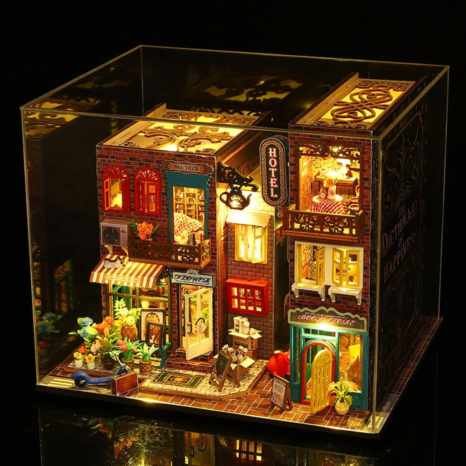 relevance galaxy cortex dearth Wooden Doll House Craft Model with Dust Proof Cover and Music Movement,Creative Room Idea for Valentine's Day Birthday Gift(ES009) Roroom DIY Miniature and Furniture Dollhouse Kit,Mini 3D 