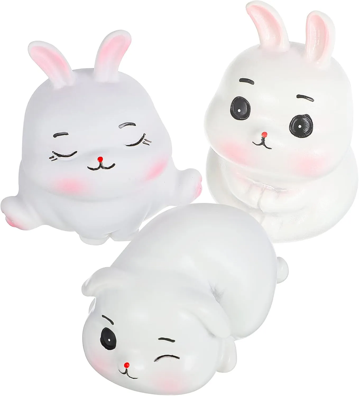 Reliable Table Ornaments for Year Rabbit VANZACK 3Pcs Resin Rabbit resemblance finalize copy telescopic feeble aviation Figurines Adorable Bunny Decor for Miniature Gardens Stable and 