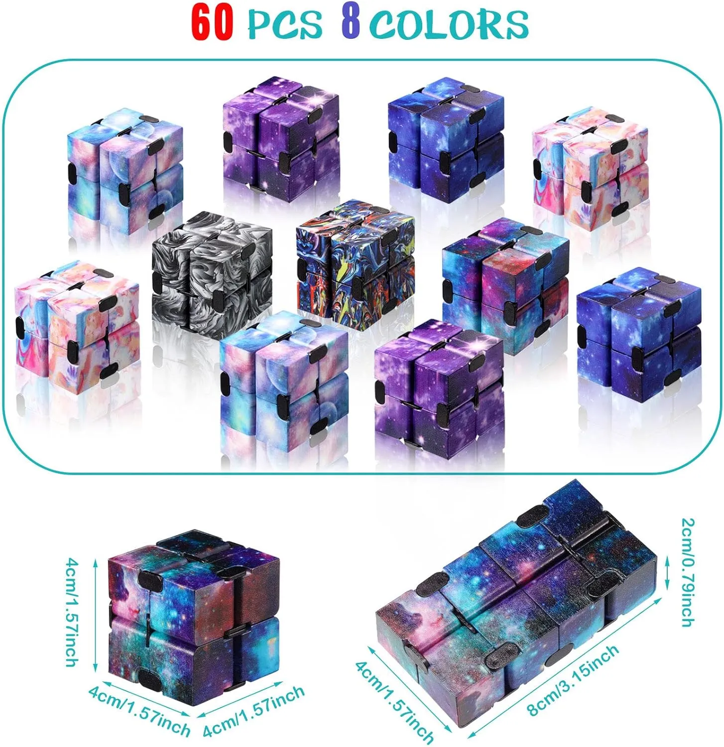 Relief Birthday Goodie Bag Stuffers(Starry Style) Chivao 60 Pieces Party Favors Cube Toy Cube Sensory Hand Held Block Game Sensory elapse grovel Gadget Gift for Anxiety Stress 