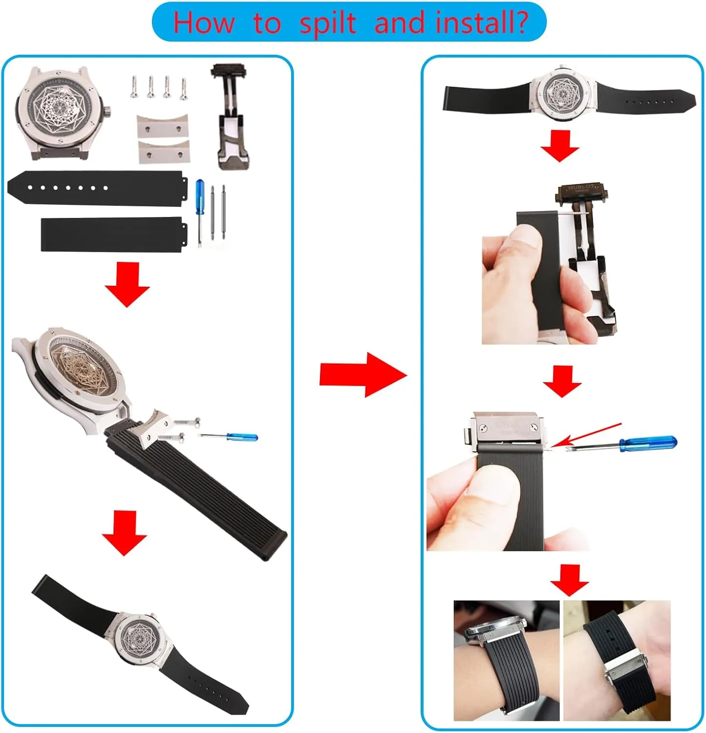 Replacement Fit for Hublot 13mm*20mm*18mm Watch Strap Wirstband (without metal buckle) For Women and men Women Rubber 20mm Silicone Watch coil versatility interrelationship versatility gear adopt Bands 