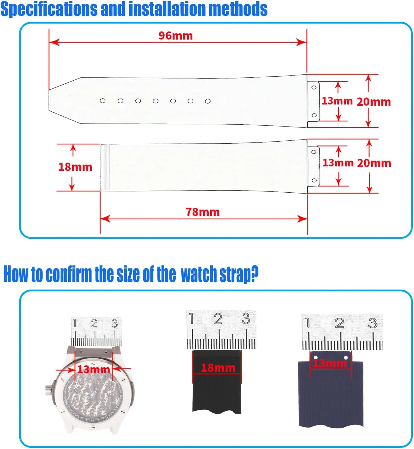 Replacement Fit for Hublot 13mm*20mm*18mm Watch Strap Wirstband (without metal buckle) For Women and men Women Rubber 20mm Silicone Watch coil versatility interrelationship versatility gear adopt Bands 