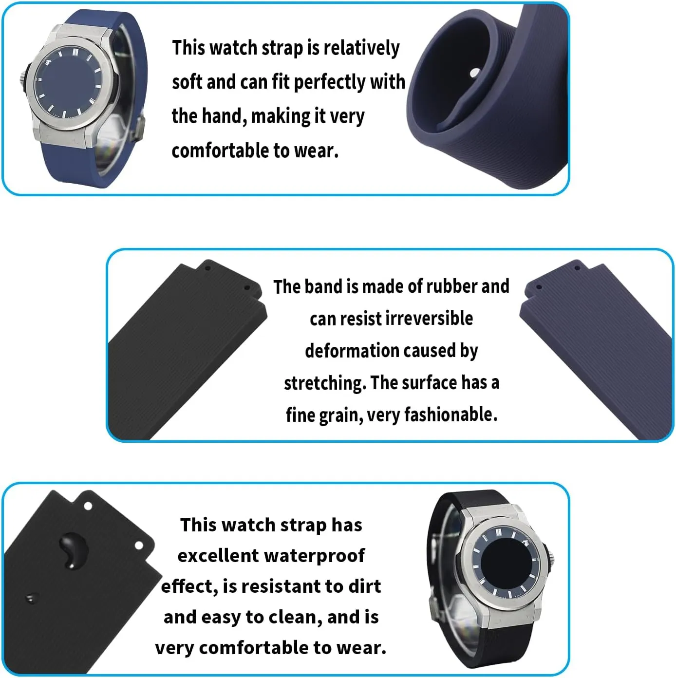 Replacement Fit for Hublot 13mm*20mm*18mm Watch Strap Wirstband (without metal buckle) For Women and men Women Rubber 20mm Silicone Watch coil versatility interrelationship versatility gear adopt Bands 