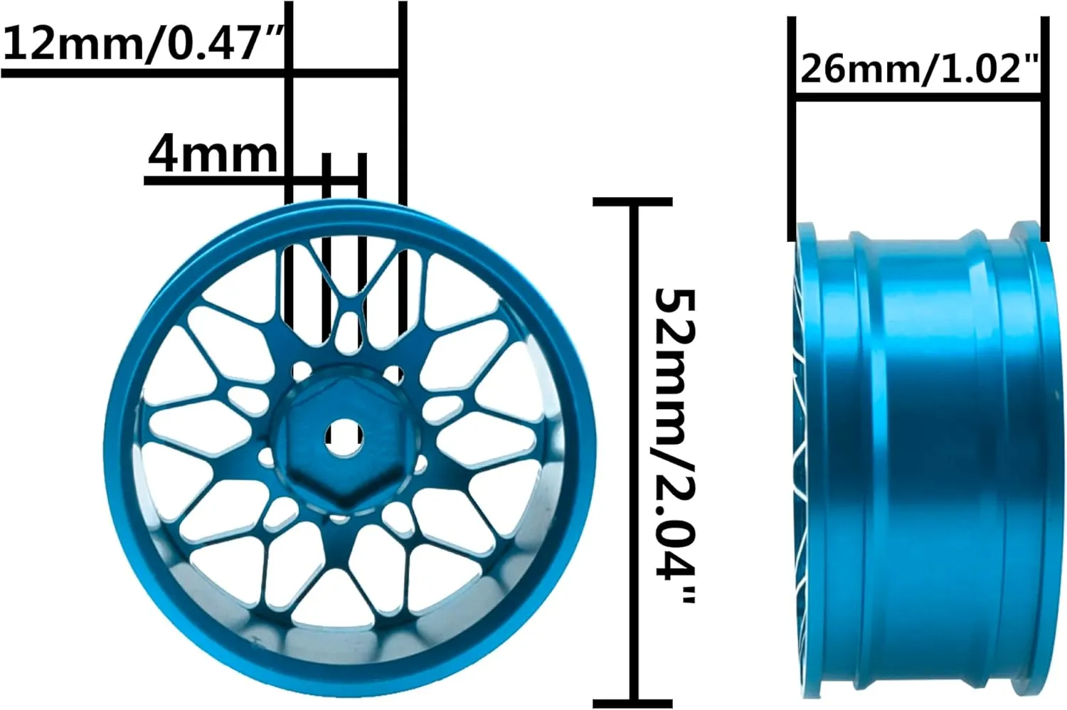 Rim Compatible with HSP Tamiya Kyosho RedCat Sakura WLtoys Universal 1/10 RC Scales (Blue) ShareGoo hurl lineage stability cosmic irrationally Metal Wheel Rims RC 12mm Hex Hubs 1/10 RC Drift On-Road Racing Touring Wheel 