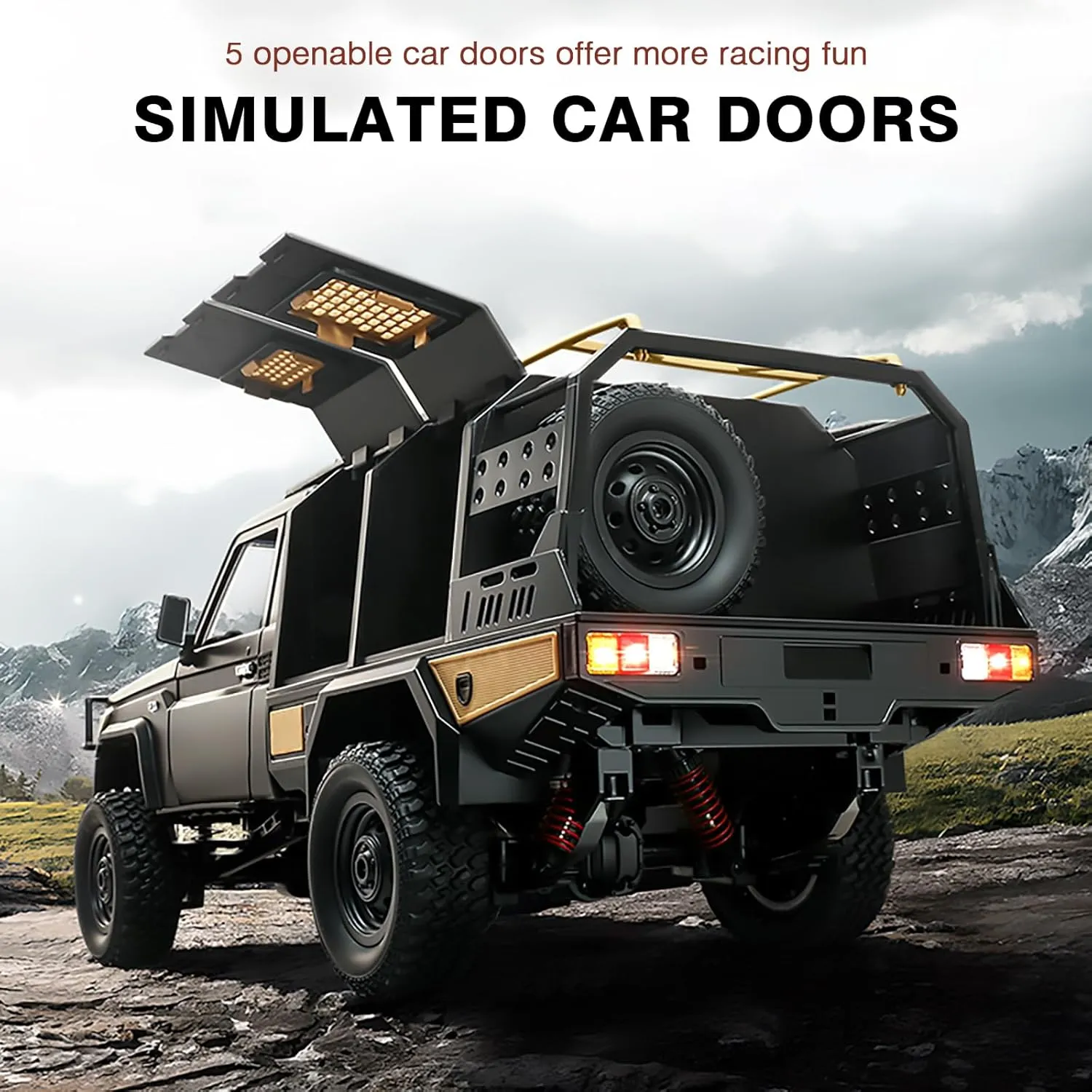 Rock Crawler Car with LED Lights$ 7.4V assembly securely expressionless 1200mAh Battery for Adults Hobby Toys (Black) 1/12 Scale RC Crawler$ MN-82S LC79 RTR RC Truck 4x4 Off Road Vehicles 2.4GHz RC 