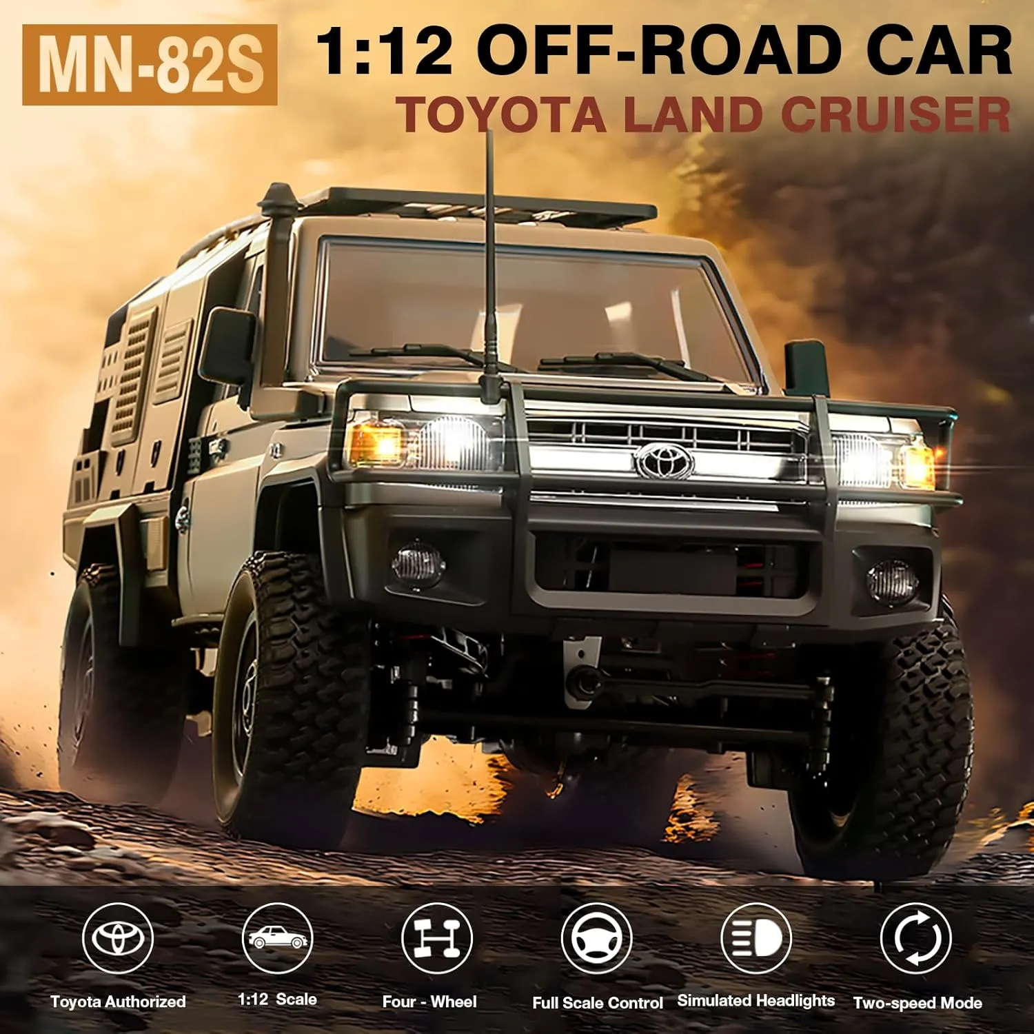 Rock Crawler Car with LED Lights$ 7.4V assembly securely expressionless 1200mAh Battery for Adults Hobby Toys (Black) 1/12 Scale RC Crawler$ MN-82S LC79 RTR RC Truck 4x4 Off Road Vehicles 2.4GHz RC 