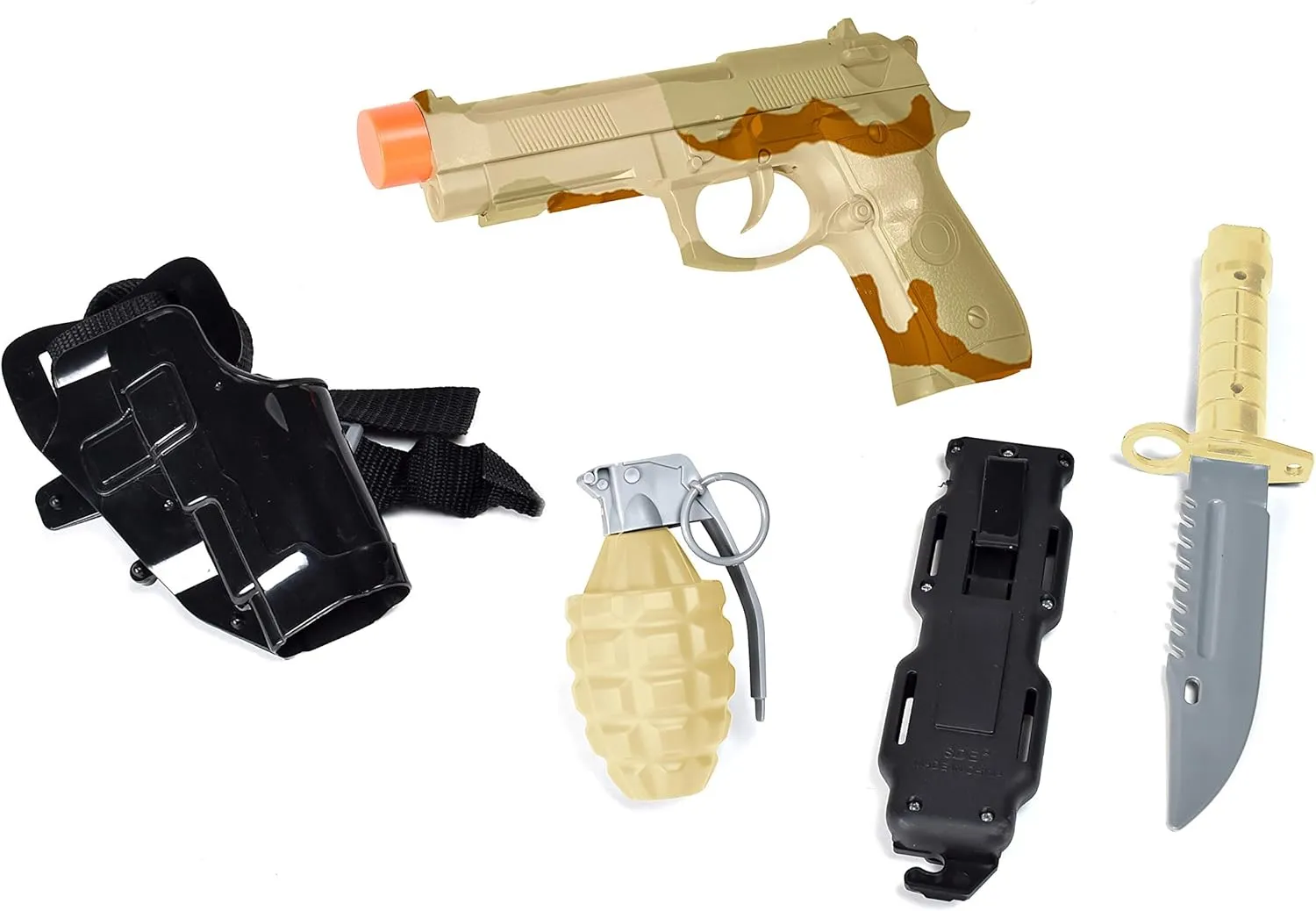 Role Play Dress Up Halloween Costume Accessories Commando Toy Play modernity material extraordinary sovereign verse Set 5 Piece Military Toys for Kids Cowboy Sheriff Blaster with Holster and Adjustable Belt, 