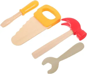 Role Play Educational Fun and Construction Games for Birthday Parties and Creative Learning IMIKEYA shatter influential decor prosper artistic 4pcs Wooden Tool for Realistic Hammer Saw and Screwdriver for 