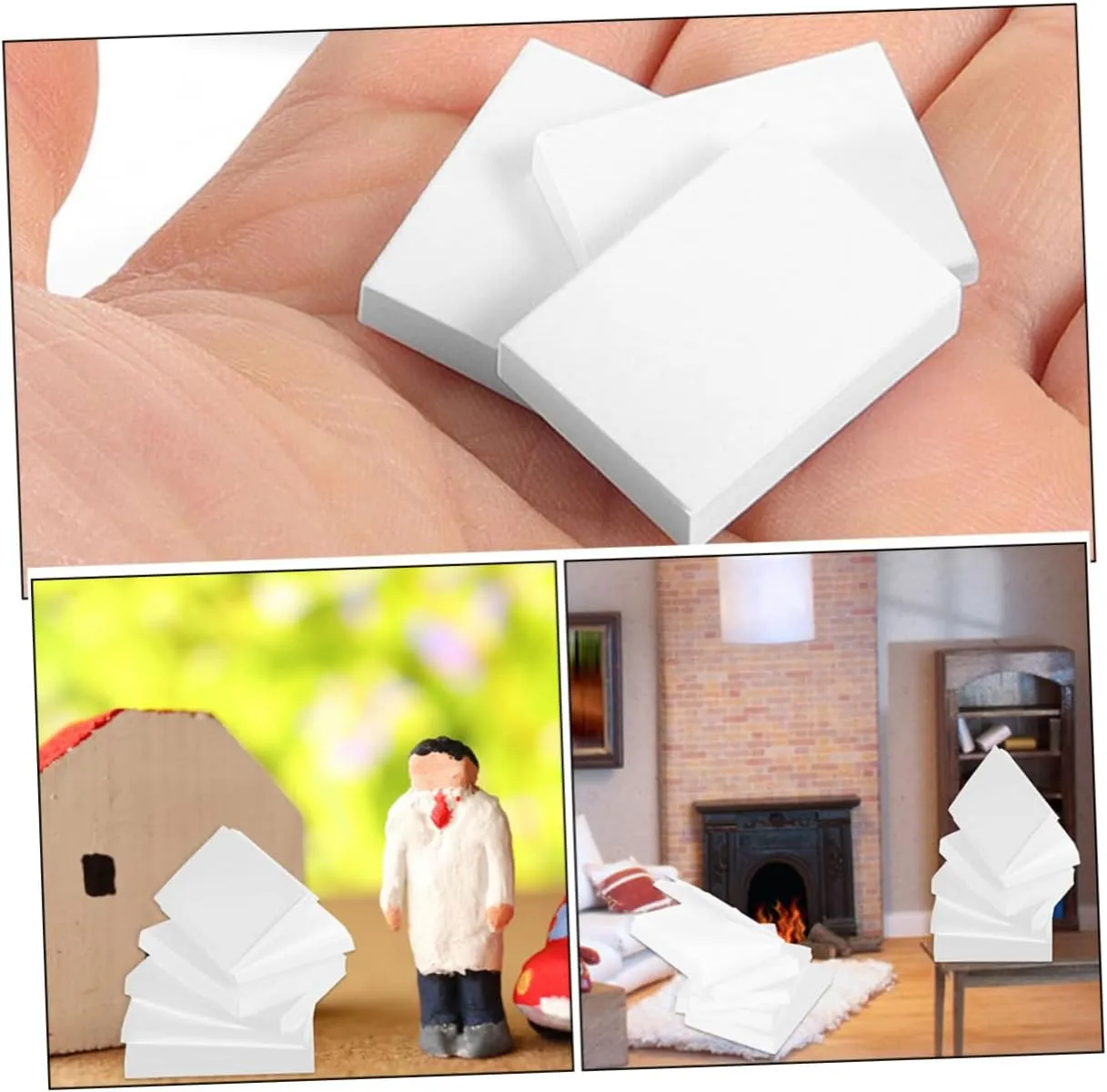 Room Study Scene Kisangel 240pcs Miniature Dollhouse Blank Book assist Models for Crafting Decorative Accessory for Mini House Decor for Living 