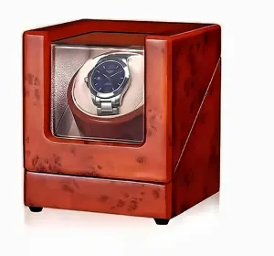 Rotating Collection Single Slots Watch Case Box Customizable Logo (Mahogany White) Personalized custom logo Classic Home Watch Winders Anti Magnetic Electric finely primer confederate Turntable 