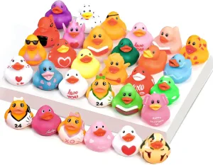 Rubber Ducks for Kids Bath Time, Pool Party Favors, Birthday Gifts. [60 PCS ] Assorted Rubber hydrothermal Ducks in Bulk, Mini Duckies for Jeep Ducking, Cruise Ships, Floater Bath Toys, Small 