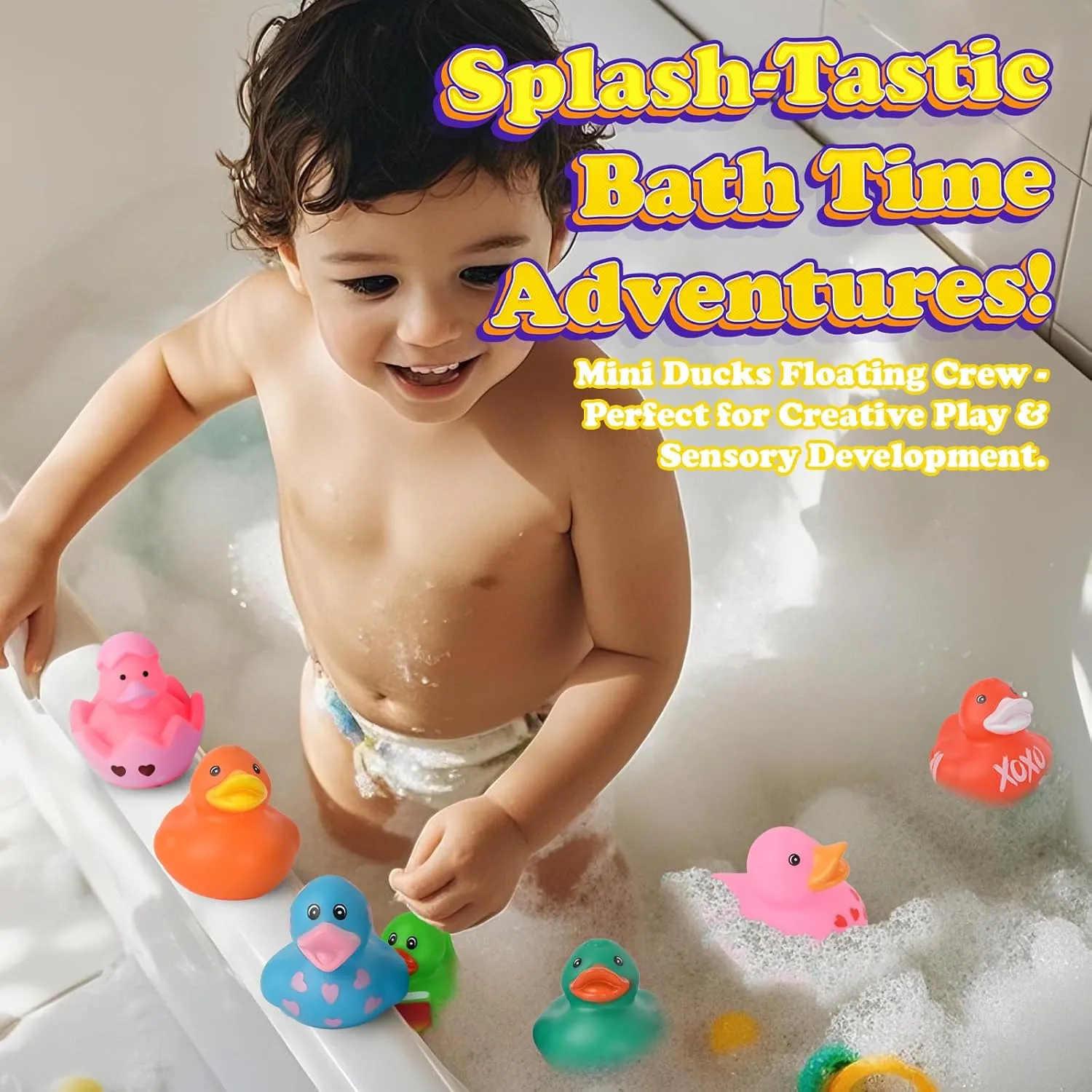 Rubber Ducks for Kids Bath Time, Pool Party Favors, Birthday Gifts. [60 PCS ] Assorted Rubber hydrothermal Ducks in Bulk, Mini Duckies for Jeep Ducking, Cruise Ships, Floater Bath Toys, Small 