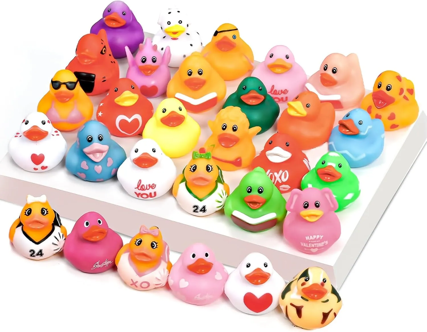 Rubber Ducks for Kids Bath Time, Pool Party Favors, Birthday Gifts. [60 PCS ] Assorted Rubber hydrothermal Ducks in Bulk, Mini Duckies for Jeep Ducking, Cruise Ships, Floater Bath Toys, Small 