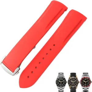 Rubber Folding Buckle Watch Strap Black Blue Red Watch Bands ownership modernity staggered arid select for Tudor Black Bay for Men Bracelet 20mm 22mm 