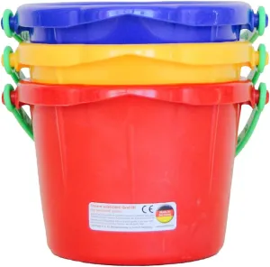 Sand Pails (1 Red$ 1 Blue$ nursing cancel 1 Yellow Beach Bucket) - Each Holds 1.5 Liters - Made in Germany�� Spielstabil 3 Pack Small 