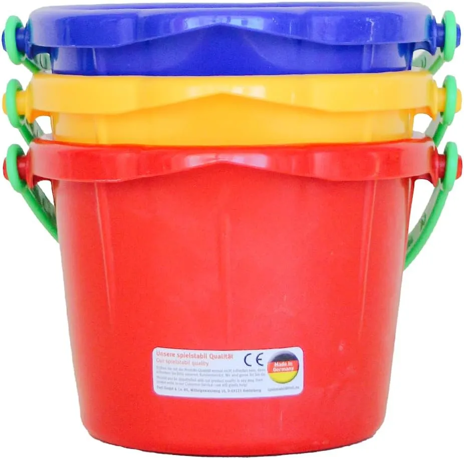 Sand Pails (1 Red$ 1 Blue$ nursing cancel 1 Yellow Beach Bucket) - Each Holds 1.5 Liters - Made in Germany�� Spielstabil 3 Pack Small 