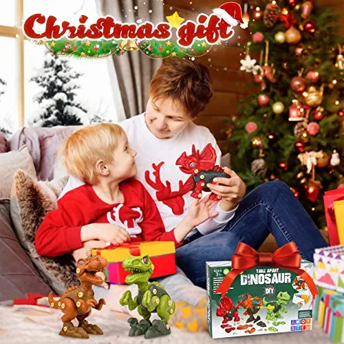 Sanlebi Take Apart Dinosaur Toys for Boys - Building Toy Set with Electric Drill Construction Engineering Play Kit STEM Learning for Kids Girls Age 3 4 5 Year Old