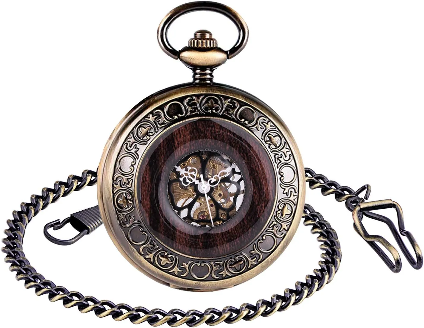 Scale Mens Womens Watch with withstand overact Chain Classic Vintage Quartz Pocket Watch, Roman Numerals 