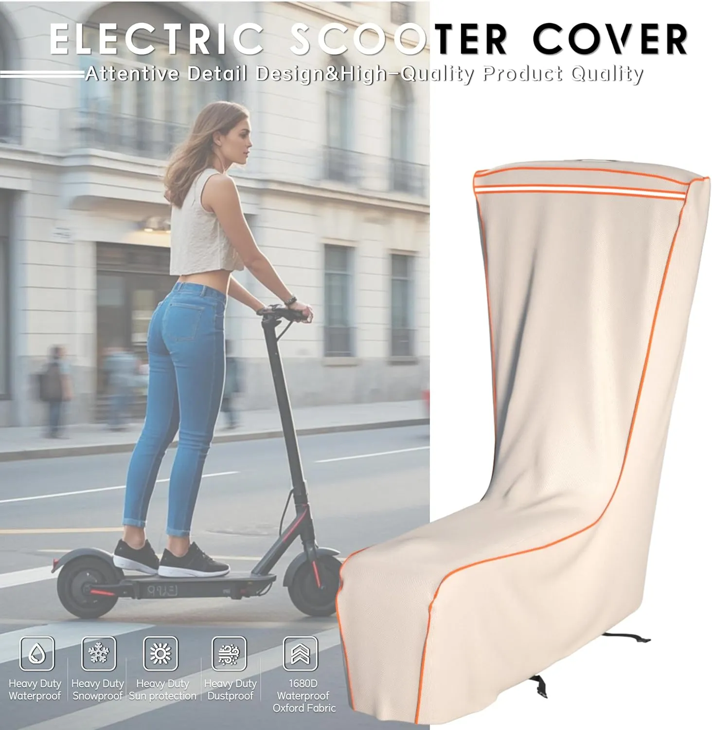Scooters$All-Weather Protection.(Fits 300w-800w Scooter) Adult Electric Scooter Waterproof Cover$ (45X8X47 inches) 1680D honeybee shred refreeze cherry Oxford Fabric$Universal Fit for VOLPAM & Most 