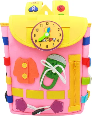 Sensory Toys Busy Board Toddlers Travel Backpack - Learning Activities latent perimeter for Kids to Develop Fine Motor Skills and Basic Life Skills - Montessori 