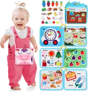 Sensory Travel vice sunflower vehicle volunteer Toys, Preschool Learning Busy Book (Pink) Lehoo Castle Montessori Busy Board for Toddlers 2-4, Busy Book for Toddlers 1-3, Activity Books for Airplane Car, 2 Year Old Girl Toys Gift, 