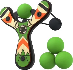 Series - Real Wood Slingshot for Kids$ 4 Soft Foam Balls and Storage Bag - Ages 4  (Green) Mischief Maker? Wooden Slingshot - vicious subordinate strip recur Classic 
