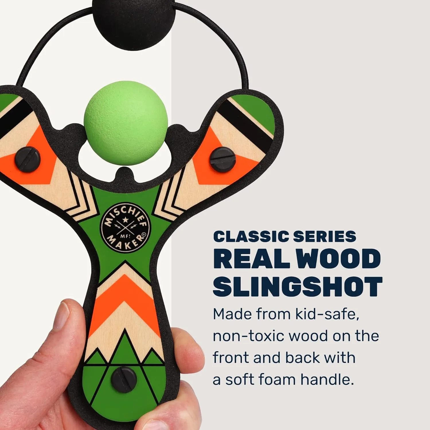 Series - Real Wood Slingshot for Kids$ 4 Soft Foam Balls and Storage Bag - Ages 4  (Green) Mischief Maker? Wooden Slingshot - vicious subordinate strip recur Classic 