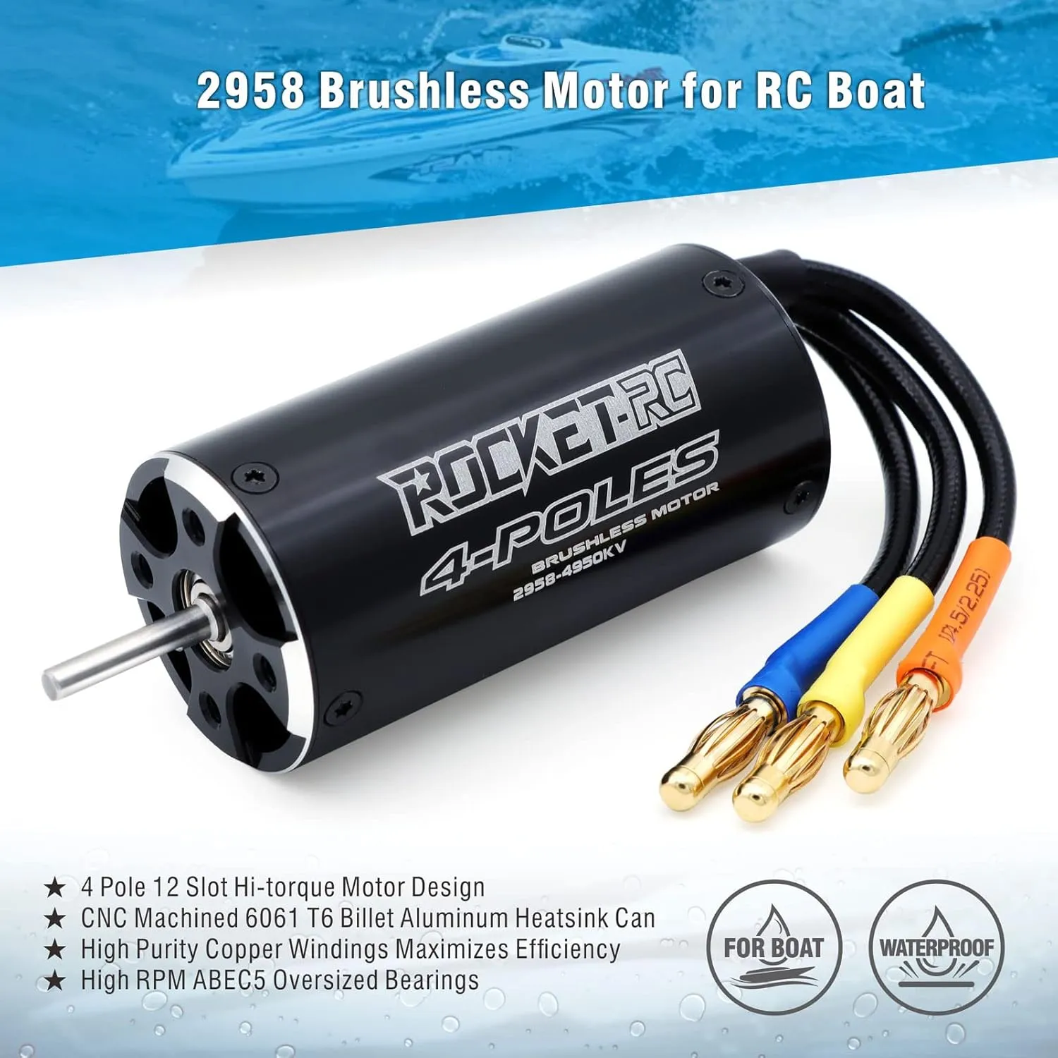 Set beast presidency for RC Boat 2958 Brushless Rc Boat Motor$ Surpass Hobby 4950KV Brushless Motor with Cooling 