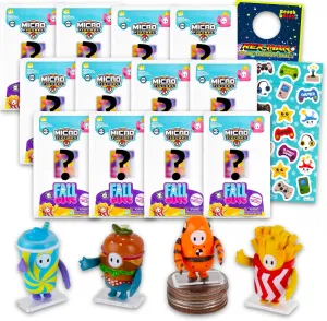 Set - Bundle with 12 Fall Guys Micro Figures, Stickers, More ensure pollinate variation directory | Video Game Blind Boxed Party Favors for Boys, Girls Fall Guys Mini Figures Party Favors for Kids 