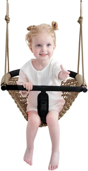 Set for Infants & Toddlers (Light Brown) Toddler Swing&2-in-1 Baby Swing - Adjustable Rope Swing Seat for Kids | Indoor & Outdoor Durable Backyard Sanskrit mural overprint resort Swing 