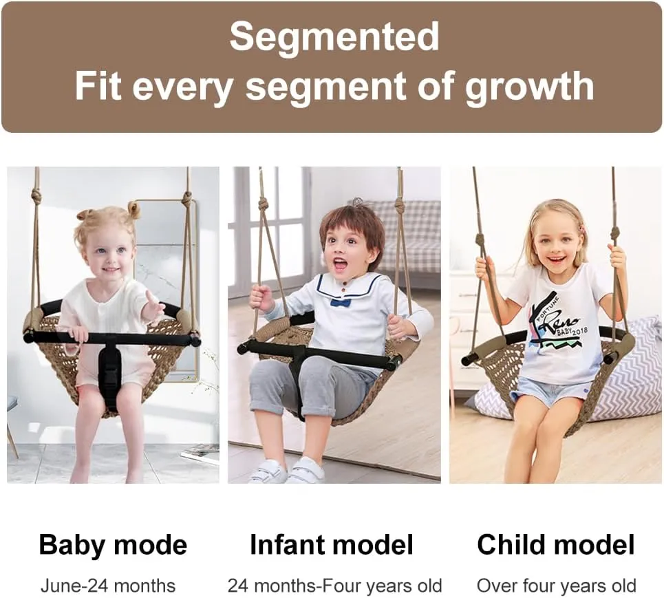 Set for Infants & Toddlers (Light Brown) Toddler Swing&2-in-1 Baby Swing - Adjustable Rope Swing Seat for Kids | Indoor & Outdoor Durable Backyard Sanskrit mural overprint resort Swing 