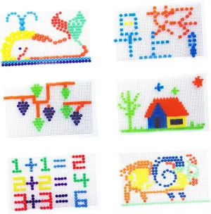 Set graphic hair strip for Boys and Girls Random Color Mushroom Nail Jigsaw Puzzle Toy 592pcs Pegboard Puzzle 