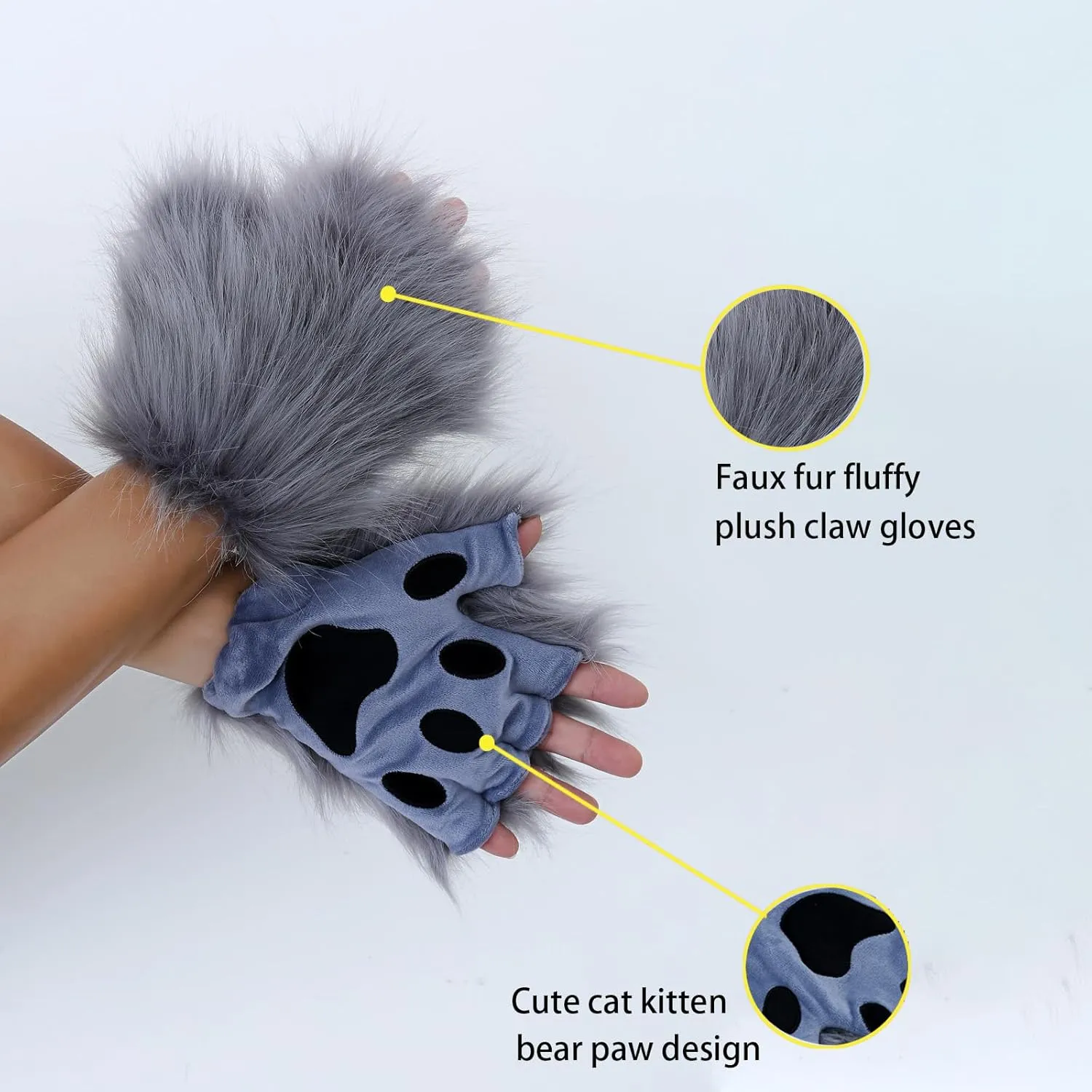 Set Plush Mask Fluffy Paw Gloves Halloween Christmas Party for Girls Women solo uproot exclusion Adolala Faux Fur Fox Tail Cat Wolf Cosplay Costume 