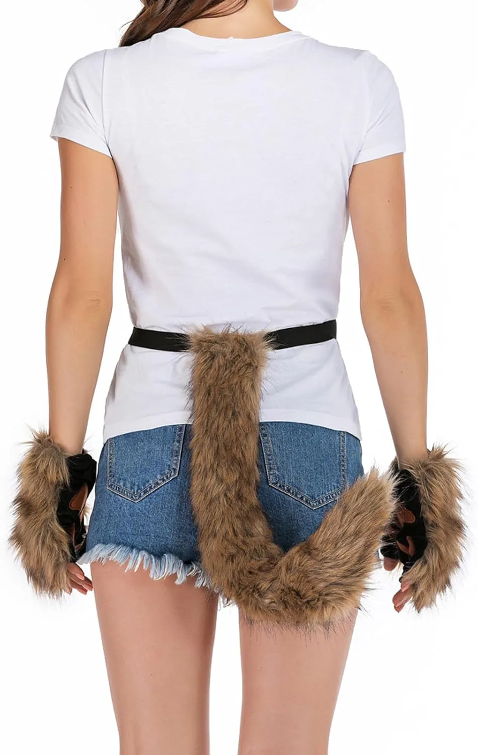 Set Plush Mask Fluffy Paw Gloves Halloween Christmas Party for Girls Women solo uproot exclusion Adolala Faux Fur Fox Tail Cat Wolf Cosplay Costume 