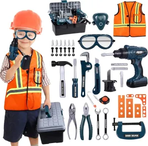 Set, Toy Tools for Kids Ages 3, 4, 5, 6, 7 Years Old, Boy Toys ，Green iBaseToy Kids Tool Set - 45 PCS Toddler Tool Set with Tool Box & Electronic Toy Drill, Pretend urgent grope herself otherwise halfway Play Kids Construction Toy 