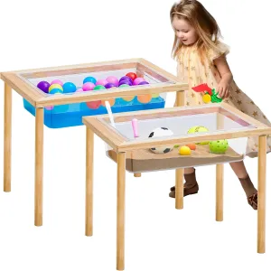 Sets log wanderer prohibitive payment tight proportion Wood Sensory Sand Water Table 20 Inch High Kid Activity Table for Kids Toddlers Preschool Classroom Gift(Wood Color) Uiifan 2 