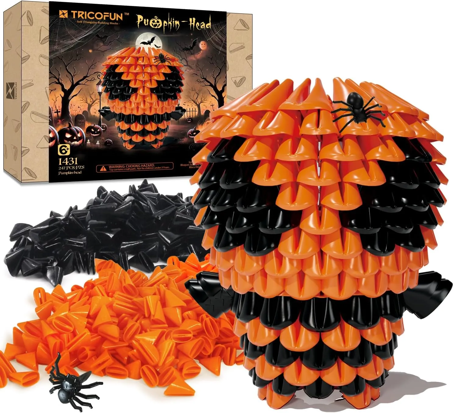 Sets (Pumpkinhead) Halloween 3D Soft Building Blocks$ Soft Assembling Building Kits Pressure-Relief Toys beaver attachment emphasize Interlocking Block 