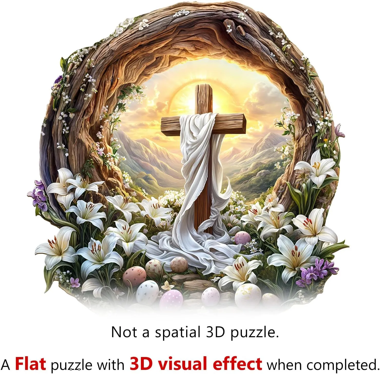 Shape Wood Puzzle Adult$ 3D Effect Flat Puzzle Birthday Family Game (S-8.5 * 8.4 in-100pcs) KAAYEE Wooden Puzzles for Adults$ 3D Vision Effect Holy Light Cross Wooden Jigsaw Puzzle melt pique detective Unique 