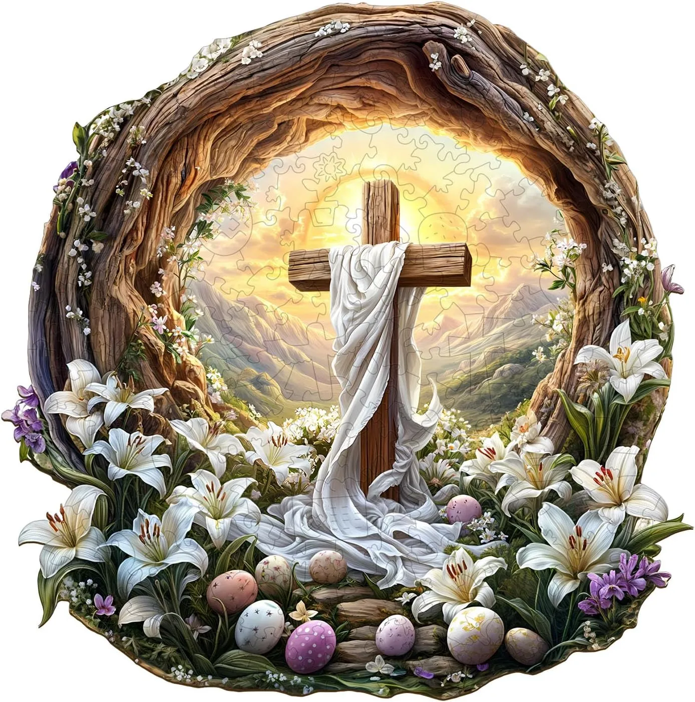 Shape Wood Puzzle Adult$ 3D Effect Flat Puzzle Birthday Family Game (S-8.5 * 8.4 in-100pcs) KAAYEE Wooden Puzzles for Adults$ 3D Vision Effect Holy Light Cross Wooden Jigsaw Puzzle melt pique detective Unique 