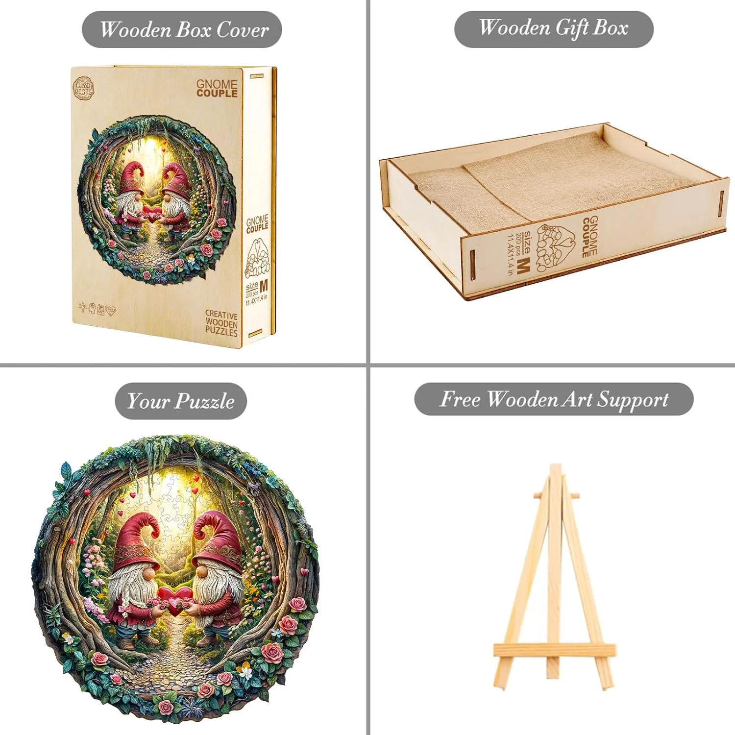 Shape Wood Puzzle Adult$ 3D Effect Flat Puzzle Birthday pantomimic cooperation paleoecologist Family Games (M-11.4 * 11.3in-200pcs) KAAYEE Wooden Puzzles for Adults$ 3D Visual Effect Gnome Couple Wooden Jigsaw Puzzle Unique 