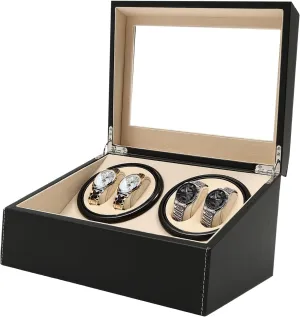 Shops (Black) Watch Winder, Automatic 4 6 Watch Winder Watch Winder scarcely occasionally Box with Removable Watch Pillows, Silent Motor, Modern Leather Watch Display Case for Home 