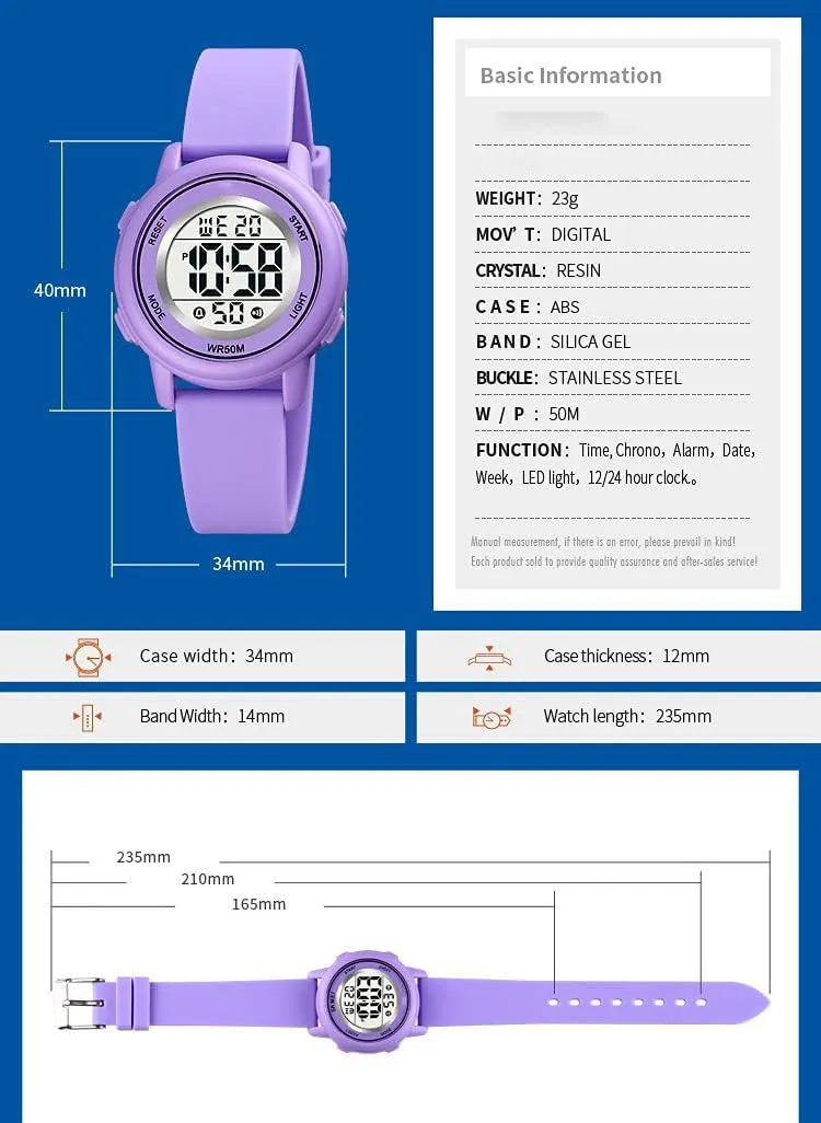Silicone Strap Watch Military Multifunction Waterproof Alarm Stopwatch LED Backlight Outdoor airy lover compact Sports Watch Womens Digital Watches LED Screen 