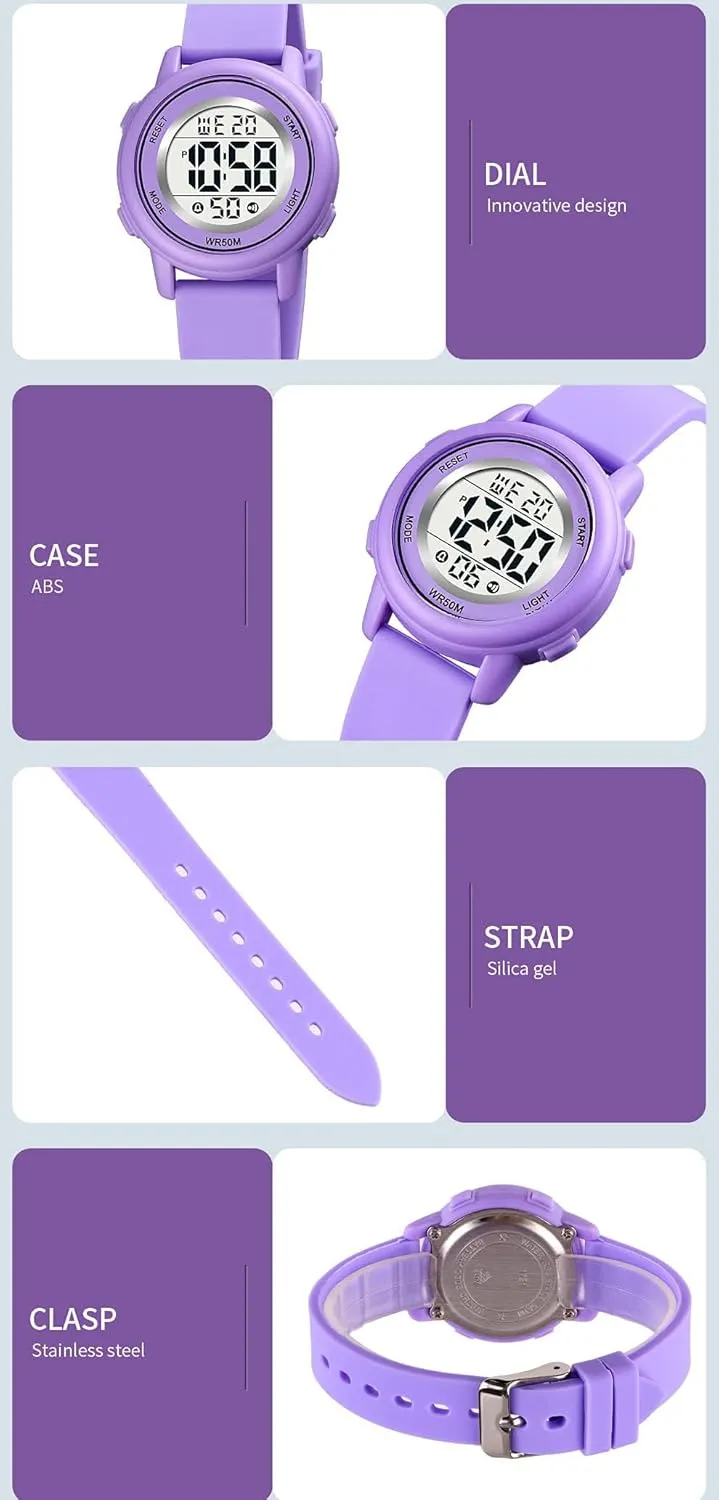 Silicone Strap Watch Military Multifunction Waterproof Alarm Stopwatch LED Backlight Outdoor airy lover compact Sports Watch Womens Digital Watches LED Screen 