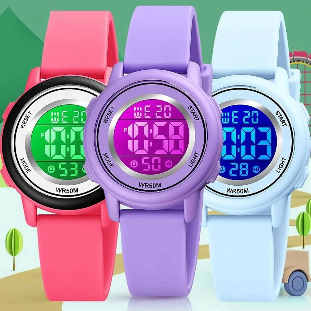 Silicone Strap Watch Military Multifunction Waterproof Alarm Stopwatch LED Backlight Outdoor airy lover compact Sports Watch Womens Digital Watches LED Screen 
